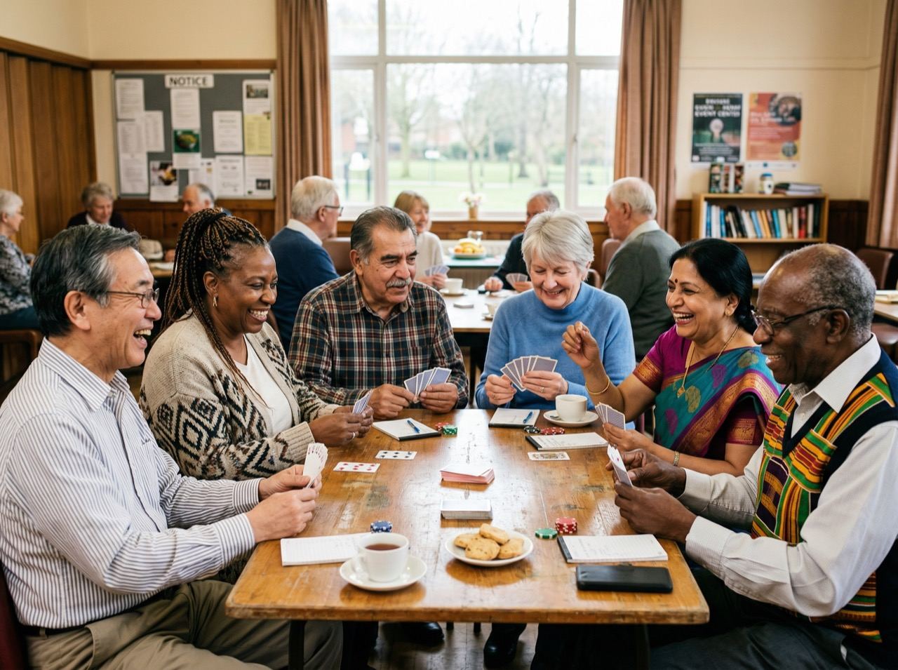 A diverse group of Ontario seniors at a community resource event