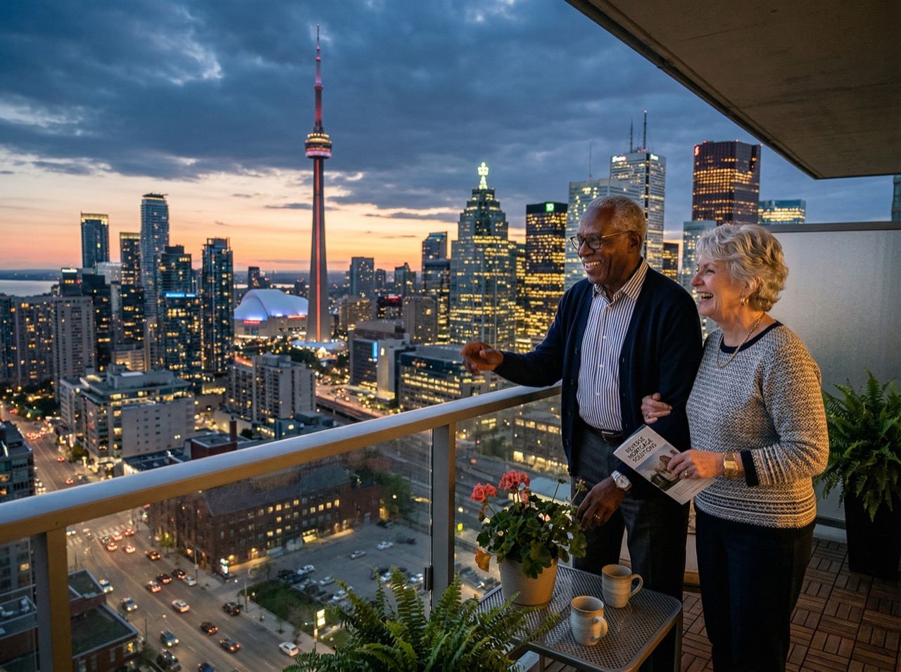 An Ontario senior couple in a consultation, reviewing paperwork together