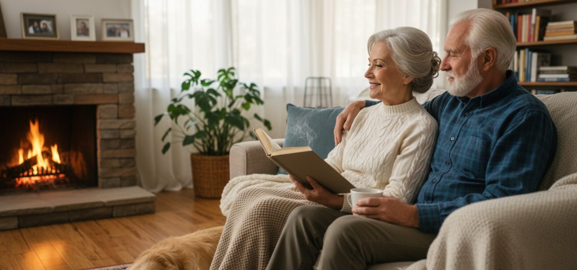 Happy senior couple at home